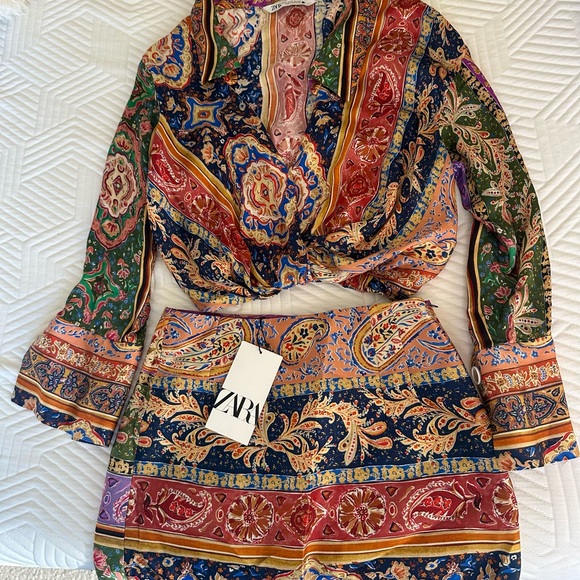 ZARA Boho Paisley Blouse Skirt Set - Picture 3 of 4
